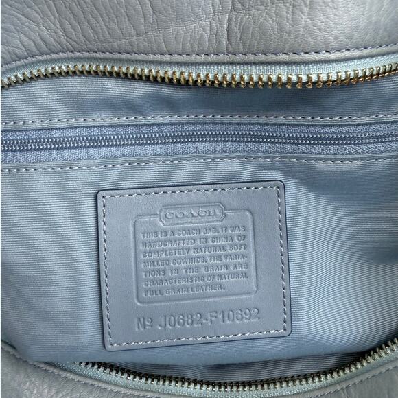 COACH y2k Blue Pebbled Leather Tote Shoulder bag - Picture 6 of 11